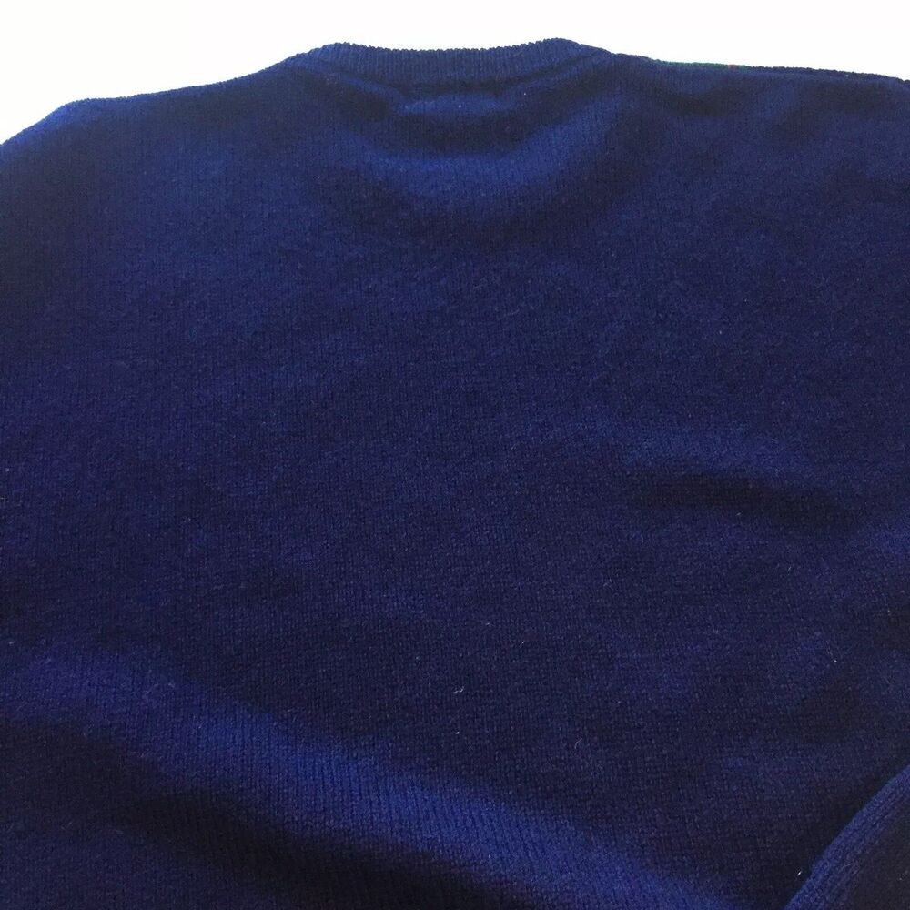 Eddie Bauer Vtg Argyle Sweater Shetland Wool Blue XL Mens Golf Preppy Academia - Picture 5 of 12